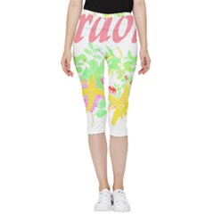 Floral T- Shirt Floral 4 Inside Out Lightweight Velour Capri Leggings  by maxcute