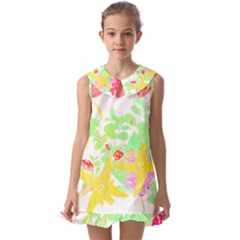 Floral T- Shirt Floral 4 Kids  Pilgrim Collar Ruffle Hem Dress