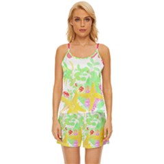 Floral T- Shirt Floral 4 Satin Pajama Short Set by maxcute