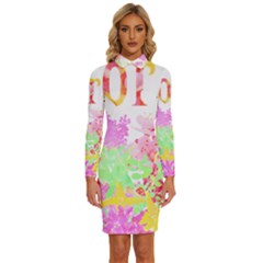 Floral T- Shirt Floral T- Shirt Long Sleeve Shirt Collar Bodycon Dress