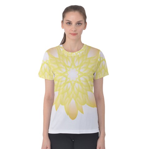 Flower Design T- Shirt Beautiful And Artistic Golden Flower T- Shirt Women s Cotton Tee by maxcute