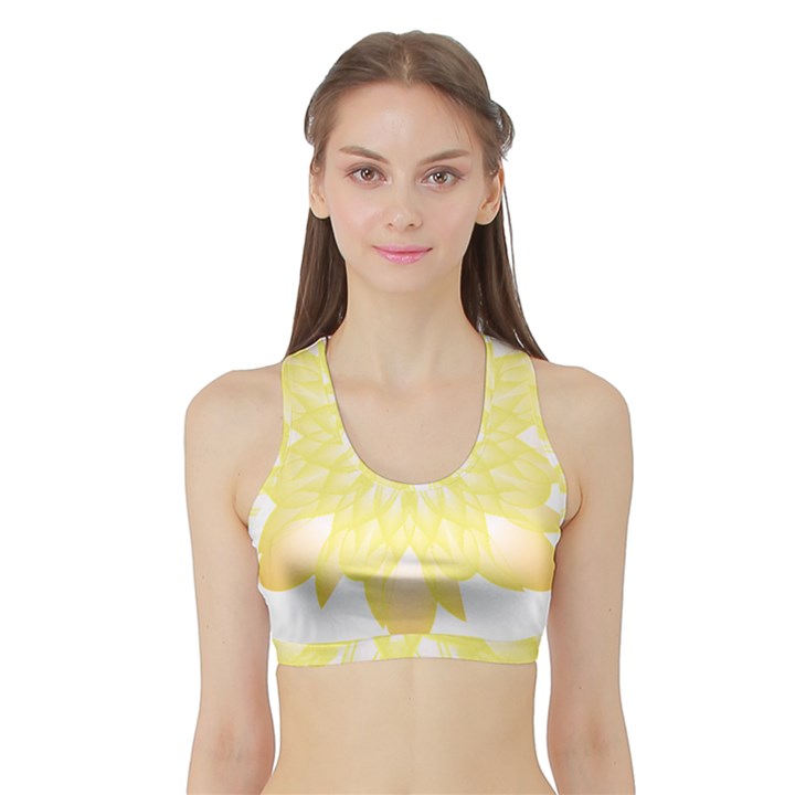 Flower Design T- Shirt Beautiful And Artistic Golden Flower T- Shirt Sports Bra with Border