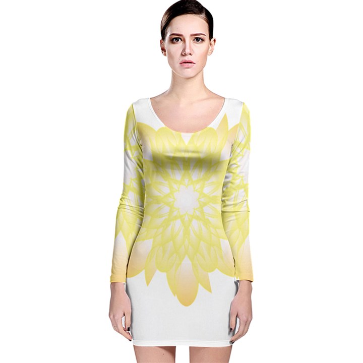 Flower Design T- Shirt Beautiful And Artistic Golden Flower T- Shirt Long Sleeve Velvet Bodycon Dress