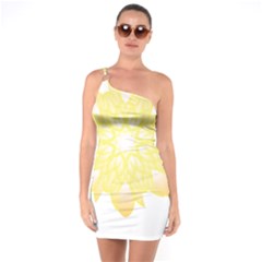 Flower Design T- Shirt Beautiful And Artistic Golden Flower T- Shirt One Soulder Bodycon Dress by maxcute