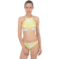 Flower Design T- Shirt Beautiful And Artistic Golden Flower T- Shirt Racer Front Bikini Set by maxcute