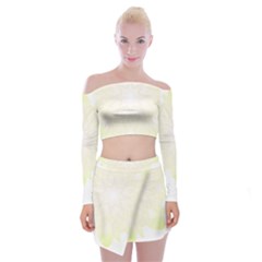 Flower Design T- Shirt Beautiful White And Yellow Artistic Flower T- Shirt Off Shoulder Top With Mini Skirt Set by maxcute