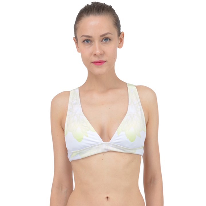 Flower Design T- Shirt Beautiful White And Yellow Artistic Flower T- Shirt Classic Banded Bikini Top