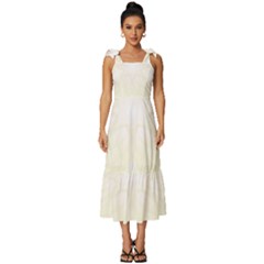 Flower Design T- Shirt Beautiful White And Yellow Artistic Flower T- Shirt Tie-strap Tiered Midi Chiffon Dress