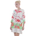 Flower Flamingo T- Shirt Floral Birds Flower Flamingo T- Shirt Open Neck Shift Dress View1