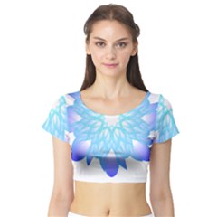 Flower Illustration T- Shirt Beautiful And Artistic Blue Flower T- Shirt Short Sleeve Crop Top by maxcute