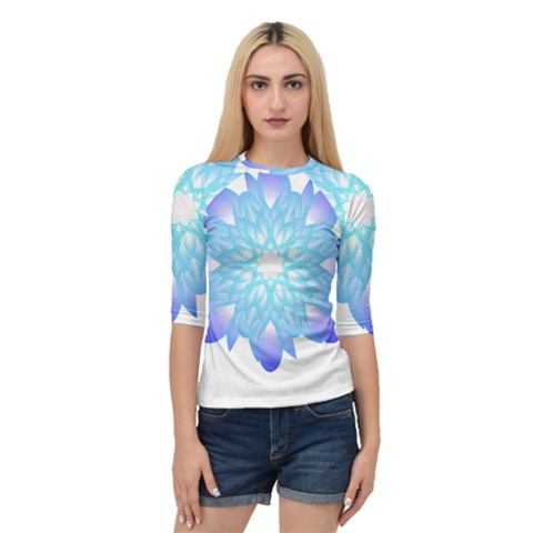 Flower Illustration T- Shirt Beautiful And Artistic Blue Flower T- Shirt Quarter Sleeve Raglan Tee by maxcute