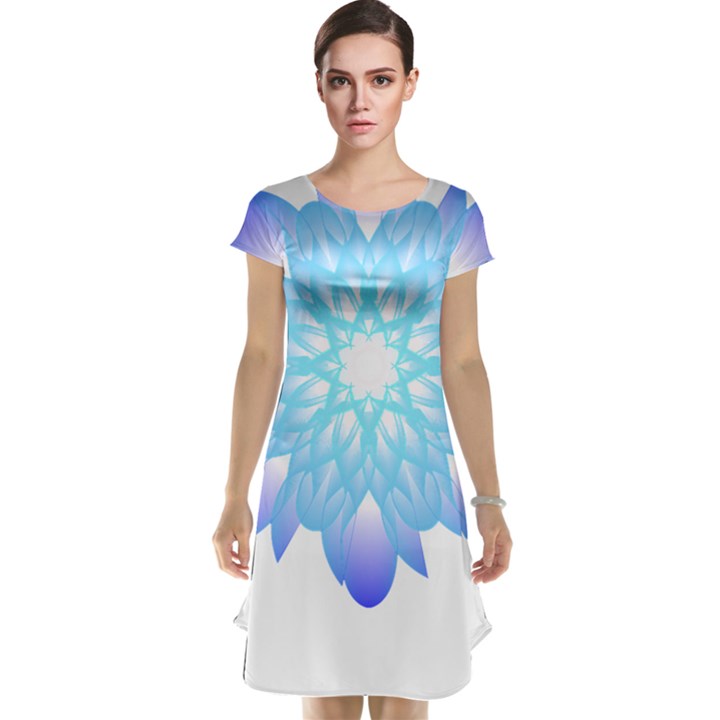 Flower Illustration T- Shirt Beautiful And Artistic Blue Flower T- Shirt Cap Sleeve Nightdress