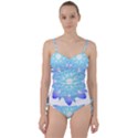 Flower Illustration T- Shirt Beautiful And Artistic Blue Flower T- Shirt Sweetheart Tankini Set View1