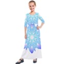 Flower Illustration T- Shirt Beautiful And Artistic Blue Flower T- Shirt Kids  Quarter Sleeve Maxi Dress View1