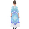 Flower Illustration T- Shirt Beautiful And Artistic Blue Flower T- Shirt Kids  Quarter Sleeve Maxi Dress View2