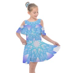 Flower Illustration T- Shirt Beautiful And Artistic Blue Flower T- Shirt Kids  Shoulder Cutout Chiffon Dress by maxcute