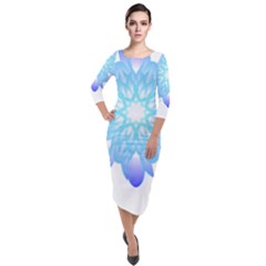 Flower Illustration T- Shirt Beautiful And Artistic Blue Flower T- Shirt Quarter Sleeve Midi Velour Bodycon Dress by maxcute