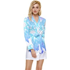 Flower Illustration T- Shirt Beautiful And Artistic Blue Flower T- Shirt Long Sleeve Satin Robe by maxcute