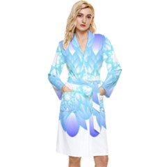 Flower Illustration T- Shirt Beautiful And Artistic Blue Flower T- Shirt Long Sleeve Velour Robe by maxcute