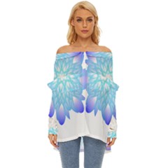 Flower Illustration T- Shirt Beautiful And Artistic Blue Flower T- Shirt Off Shoulder Chiffon Pocket Shirt by maxcute