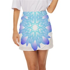 Flower Illustration T- Shirt Beautiful And Artistic Blue Flower T- Shirt Mini Front Wrap Skirt by maxcute