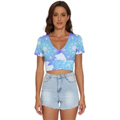 Flower Illustration T- Shirt Beautiful And Artistic Blue Flower T- Shirt V-neck Crop Top by maxcute