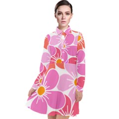 Flower Illustration T- Shirtcolorful Blooming Flower, Blooms, Floral Pattern T- Shirt Long Sleeve Chiffon Shirt Dress by maxcute