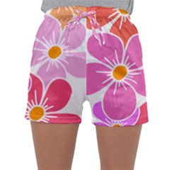 Flower Illustration T- Shirtcolorful Blooming Flower, Blooms, Floral Pattern T- Shirt Sleepwear Shorts by maxcute