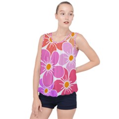 Flower Illustration T- Shirtcolorful Blooming Flower, Blooms, Floral Pattern T- Shirt Bubble Hem Chiffon Tank Top by maxcute