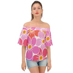 Flower Illustration T- Shirtcolorful Blooming Flower, Blooms, Floral Pattern T- Shirt Off Shoulder Short Sleeve Top by maxcute