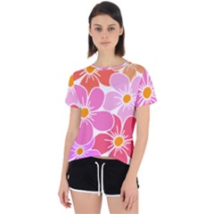 Flower Illustration T- Shirtcolorful Blooming Flower, Blooms, Floral Pattern T- Shirt Open Back Sport Tee by maxcute