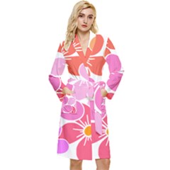 Flower Illustration T- Shirtcolorful Blooming Flower, Blooms, Floral Pattern T- Shirt Long Sleeve Velour Robe by maxcute