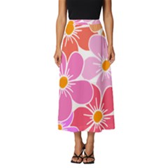 Flower Illustration T- Shirtcolorful Blooming Flower, Blooms, Floral Pattern T- Shirt Classic Midi Chiffon Skirt