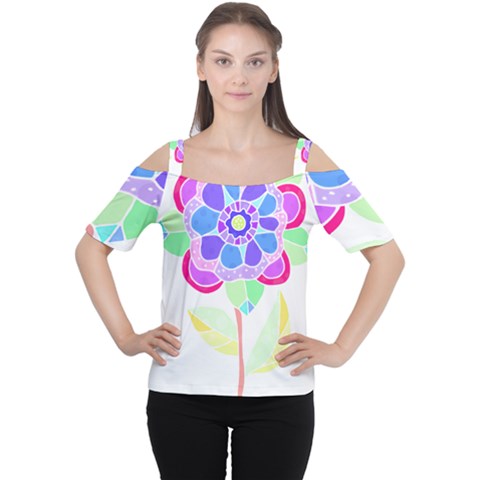 Flower Illustration T- Shirtflower T- Shirt Cutout Shoulder Tee by maxcute