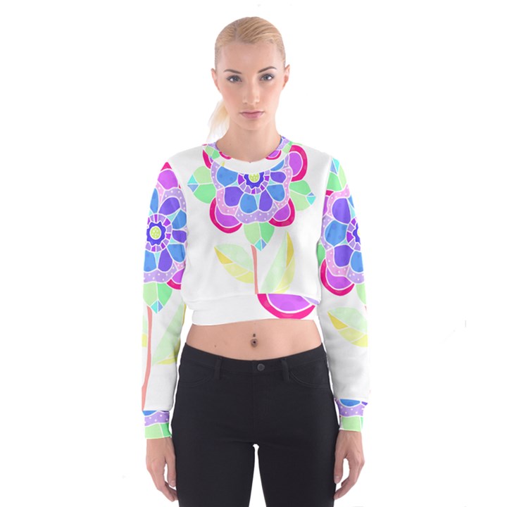 Flower Illustration T- Shirtflower T- Shirt Cropped Sweatshirt