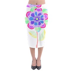 Flower Illustration T- Shirtflower T- Shirt Midi Pencil Skirt by maxcute