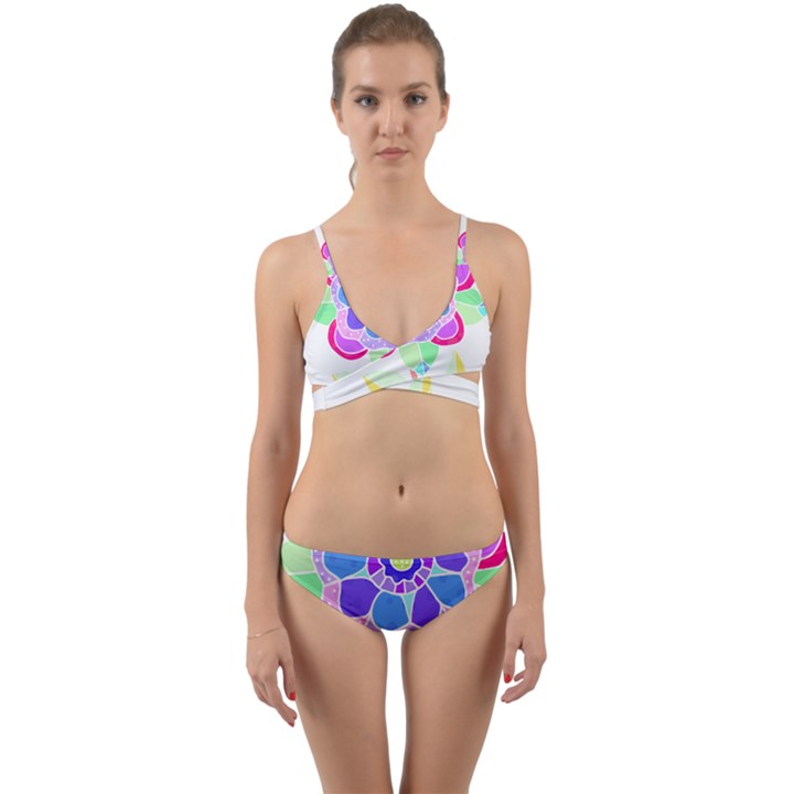 Flower Illustration T- Shirtflower T- Shirt Wrap Around Bikini Set