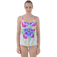 Flower Illustration T- Shirtflower T- Shirt Twist Front Tankini Set by maxcute