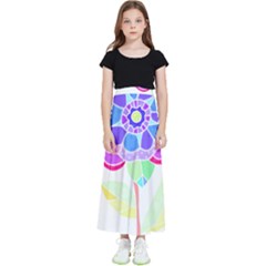 Flower Illustration T- Shirtflower T- Shirt Kids  Flared Maxi Skirt by maxcute