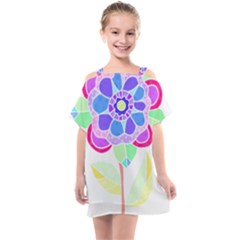 Flower Illustration T- Shirtflower T- Shirt Kids  One Piece Chiffon Dress by maxcute