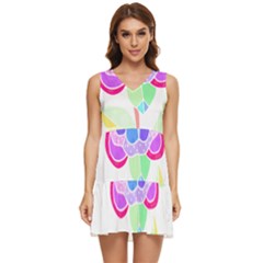 Flower Illustration T- Shirtflower T- Shirt Tiered Sleeveless Mini Dress by maxcute