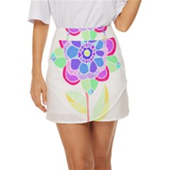 Flower Illustration T- Shirtflower T- Shirt Mini Front Wrap Skirt by maxcute