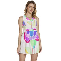 Flower Illustration T- Shirtflower T- Shirt Sleeveless High Waist Mini Dress