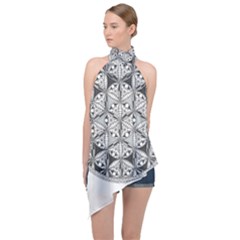 Flower Of Life T- Shirt Flower Of Life Mandala T- Shirt Halter Asymmetric Satin Top by maxcute