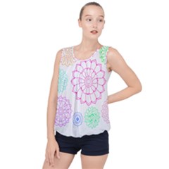 Flower Pattern T- Shirt Colorful Groovy Flower Pattern Outline T- Shirt Bubble Hem Chiffon Tank Top by maxcute