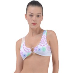 Flower Pattern T- Shirt Colorful Groovy Flower Pattern Outline T- Shirt Ring Detail Bikini Top by maxcute