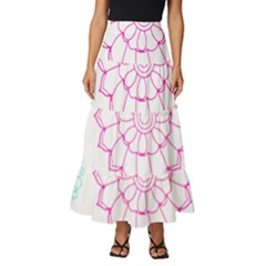 Flower Pattern T- Shirt Colorful Groovy Flower Pattern Outline T- Shirt Tiered Ruffle Maxi Skirt by maxcute