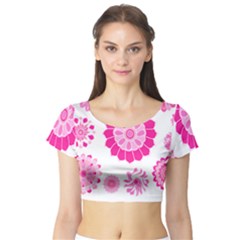 Flower Pattern T- Shirt Pink Psychedelic Floral Power Pattern T- Shirt Short Sleeve Crop Top by maxcute