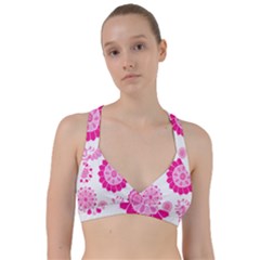 Flower Pattern T- Shirt Pink Psychedelic Floral Power Pattern T- Shirt Sweetheart Sports Bra by maxcute