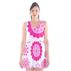 Flower Pattern T- Shirt Pink Psychedelic Floral Power Pattern T- Shirt Scoop Neck Skater Dress by maxcute